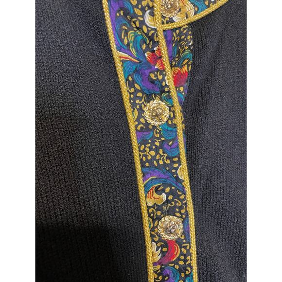 VTG Anne Crimmins for Umi Collections Black Floral Pleated Silk Skirt Set Med 10 - Picture 10 of 16